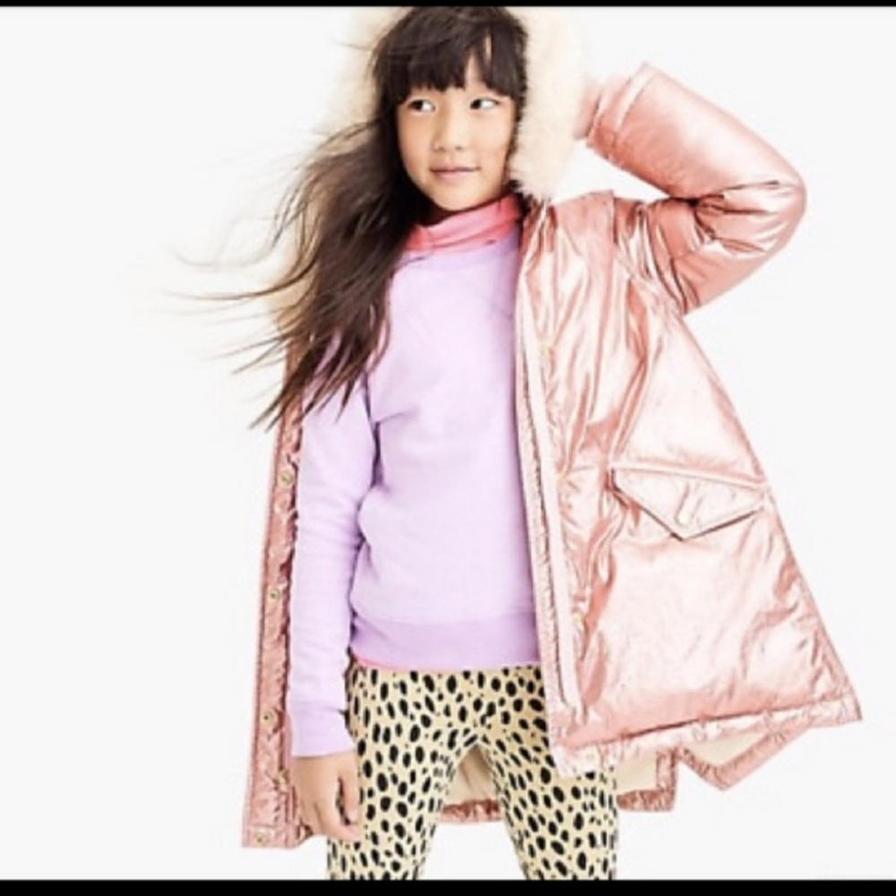Crewcuts by J.crew Girls' Metallic Puffer Jacket, Rose GoldSize 4-5